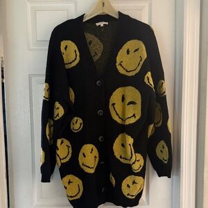 Oversized Smiley Face black and yellow soft